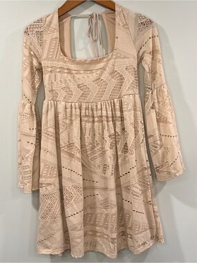 B. Original by Shoe Fly Womens Cream Lace Mini Dress with Square Neck Size S